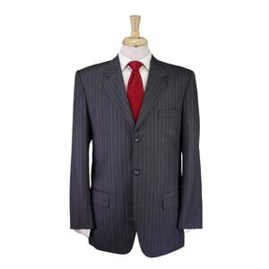 The Raymond Shop Custom Suit Gray Pinstripe Super 110's Wool 2-Btn Suit 42R